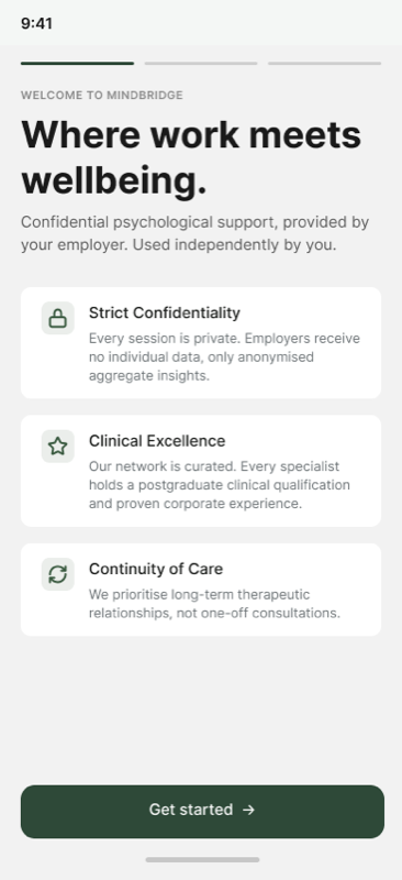 MindBridge — onboarding