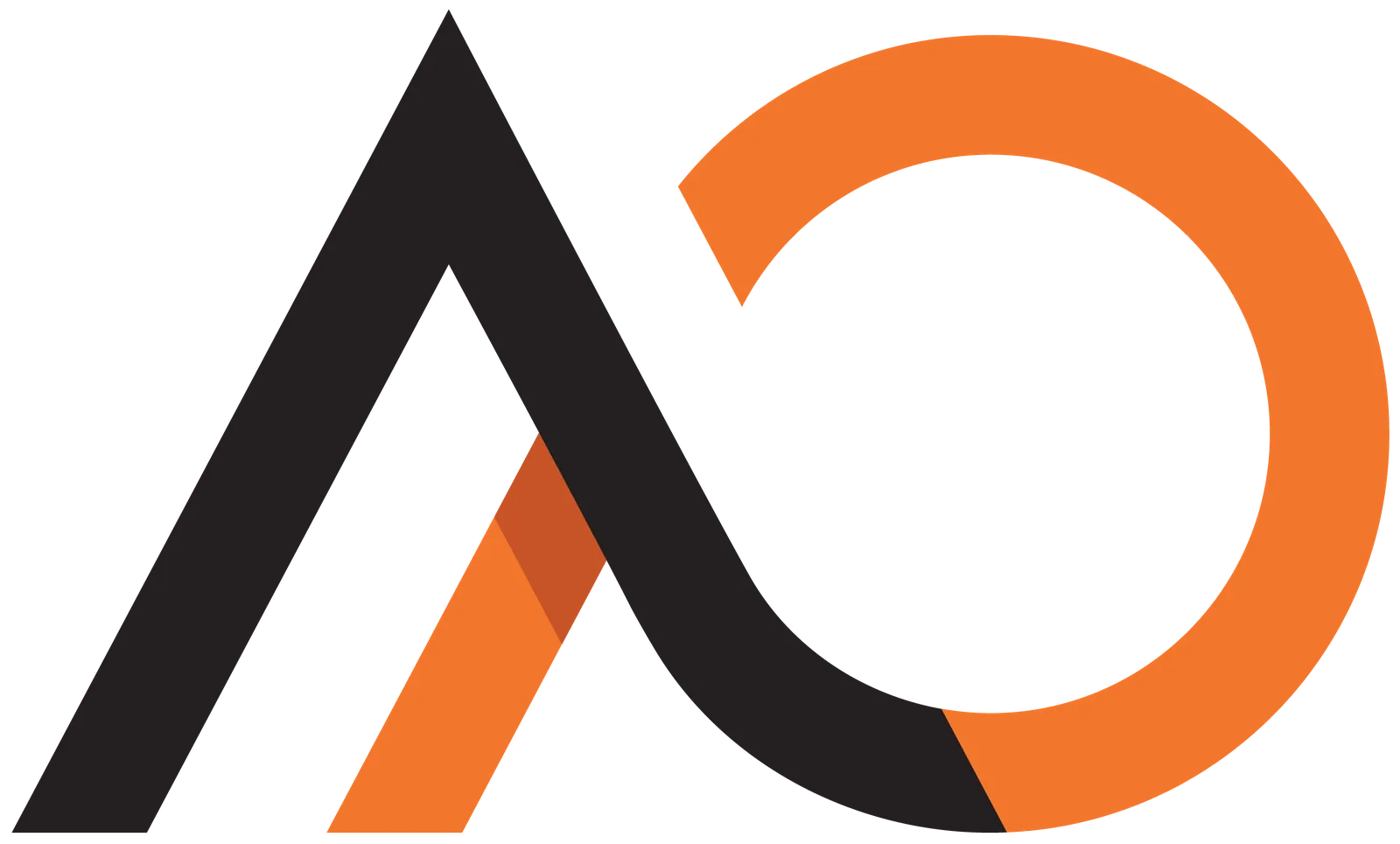 Aeroprodukt: Az AO monogram: csúcs és gyűrű egyetlen vonalba szőve.