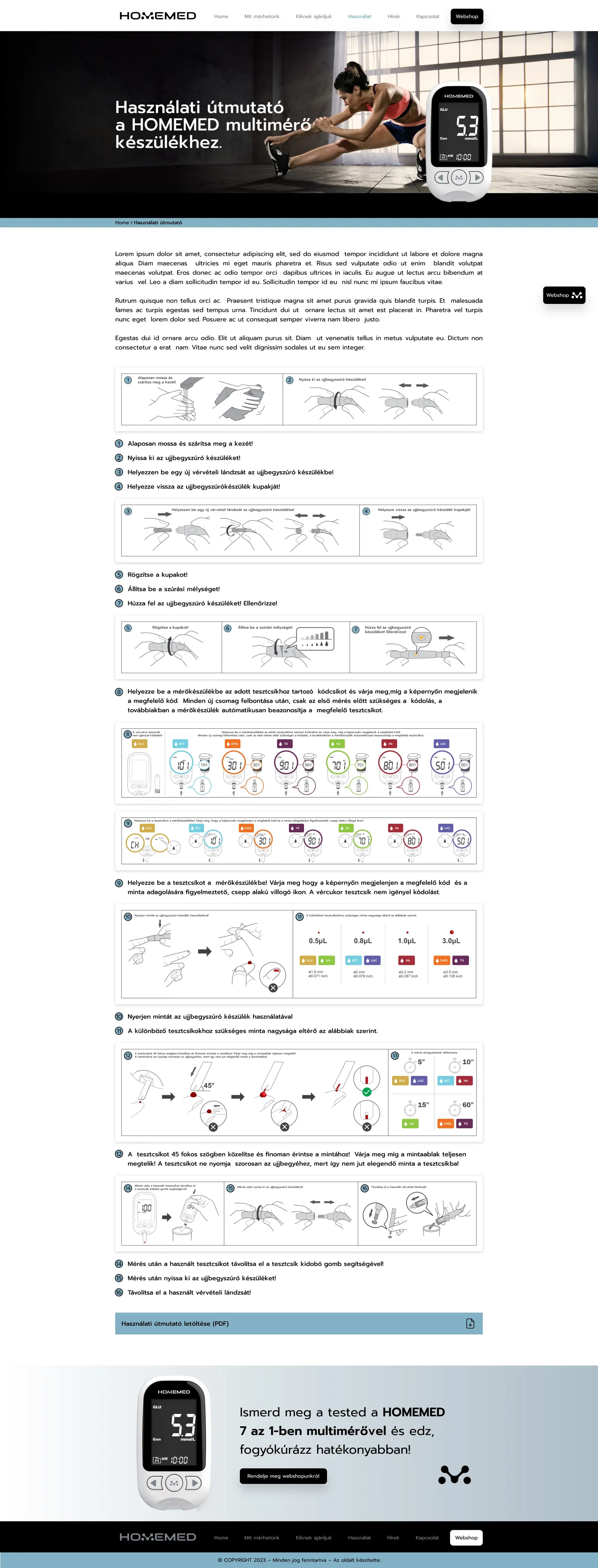 HOMEMED: Usage guide: a text-heavy manual turned into a clear visual walk-through.