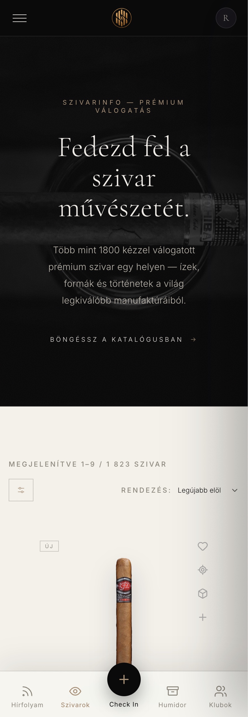 SzivarInfo — cigar catalog on mobile