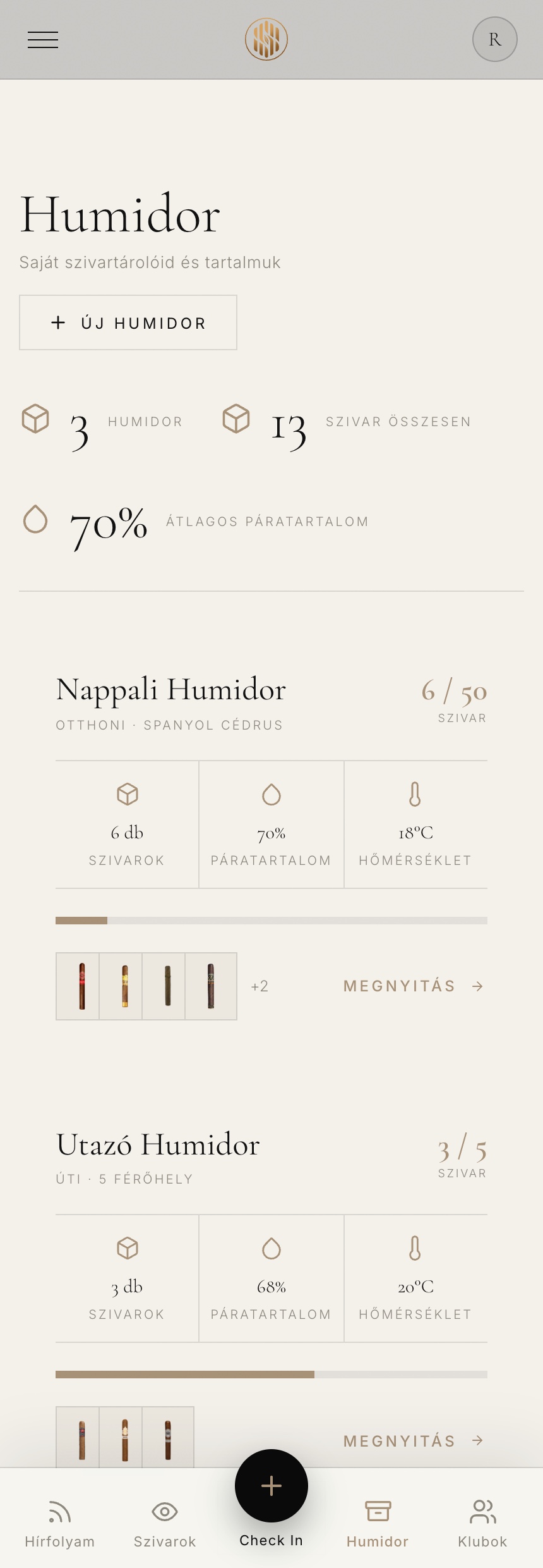 SzivarInfo — virtual humidor on mobile