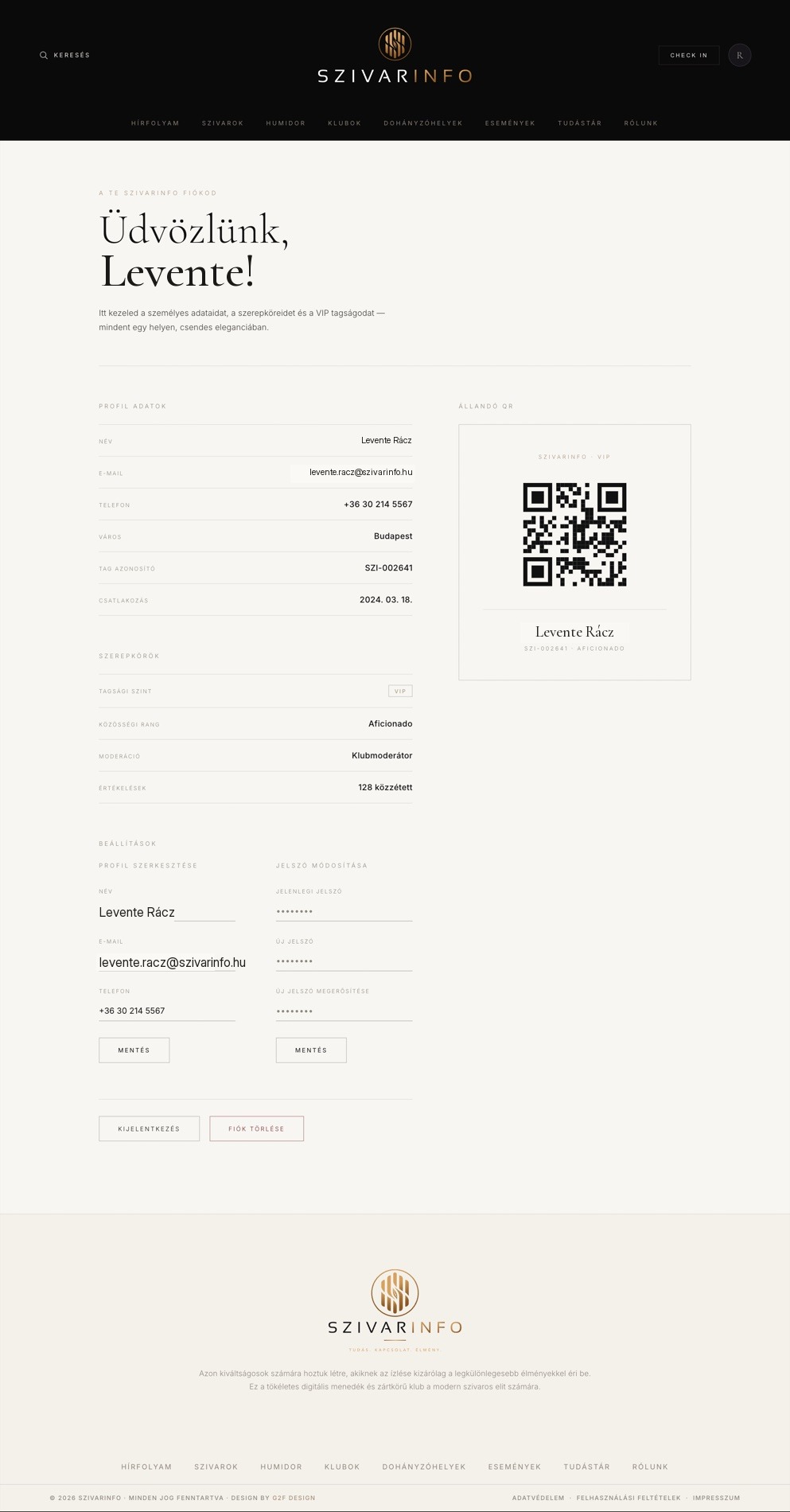 Profile page — desktop